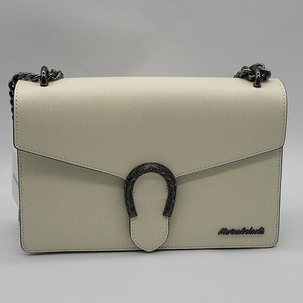 Marina Galanti Crossbody Bag Genuine Italian Leather Off White Color NWT